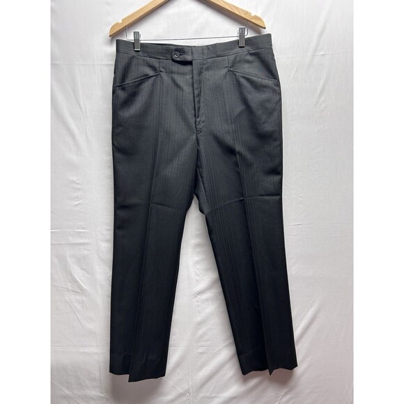 Oleg Cassini Men’s 38R? Pants 43 Waist Black Pinstripe Suit - Picture 11 of 15